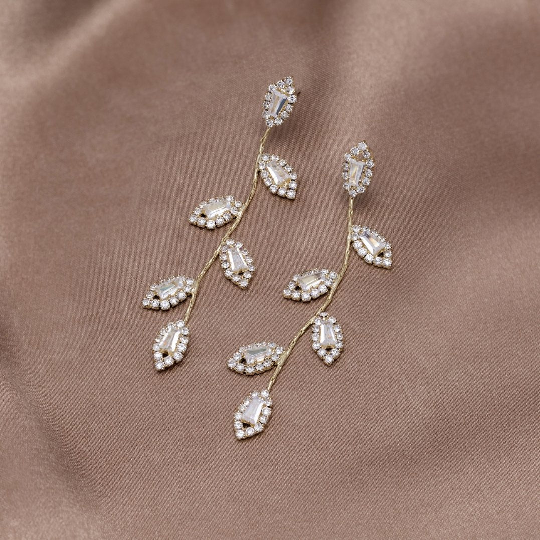 Gold Crystal Vine Oorbellen - - Earrings - Pantino