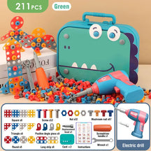 Screw Set™ - Avontuurlijke Bouwpret - Boorset - Groen 211 stuks - Building Toys - Pantino