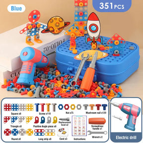 Screw Set™ - Avontuurlijke Bouwpret - Boorset - Blauw 351 stuks - Building Toys - Pantino
