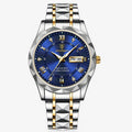 Reloj Automático para Hombre Plateado Azul - Reloj Clásico de Pulsera con Correa de Cuero Azul 40mm