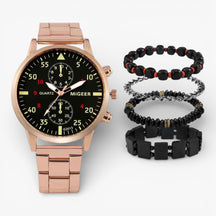 watches : Horloge Heren Zwart/zilver - Luxe Set - Fashion in Brons van Pantino
