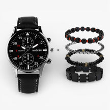 watches : Horloge Heren Zwart/zilver - Luxe Set - Fashion in Zwart zilver van Pantino