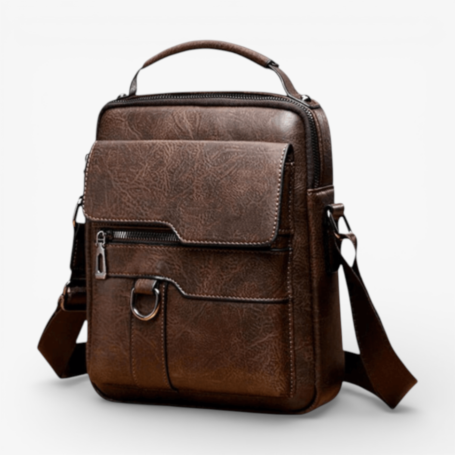 bags : LuxeLeather Schoudertas Heren - Modern en Lichtbruin - Lichtbruin in Donkerbruin van Pantino