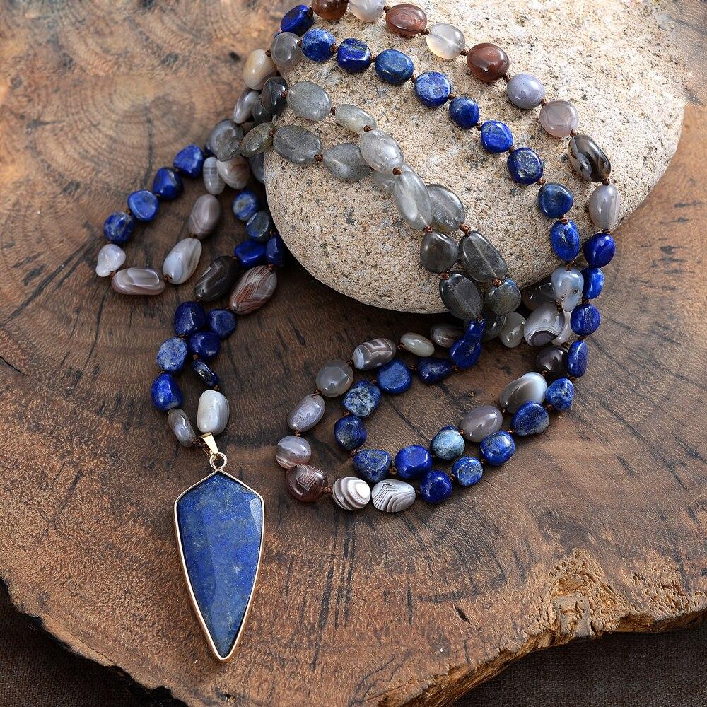 Beschermend Schild Mala van Lapis Perzische Agaat en Labradoriet - - Beschermend Schild Mala - €20 - Pantino