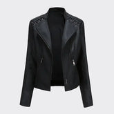 Chiara - Veter Imitatieleren Jas - Zwart - Leather jacket - Pantino