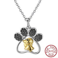 Collar de plata - Huella de perro de plata de ley