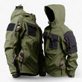 TraI - taktyczna męska kurtka z kapturem - gruba softshell wodoodporna z wieloma kieszeniami