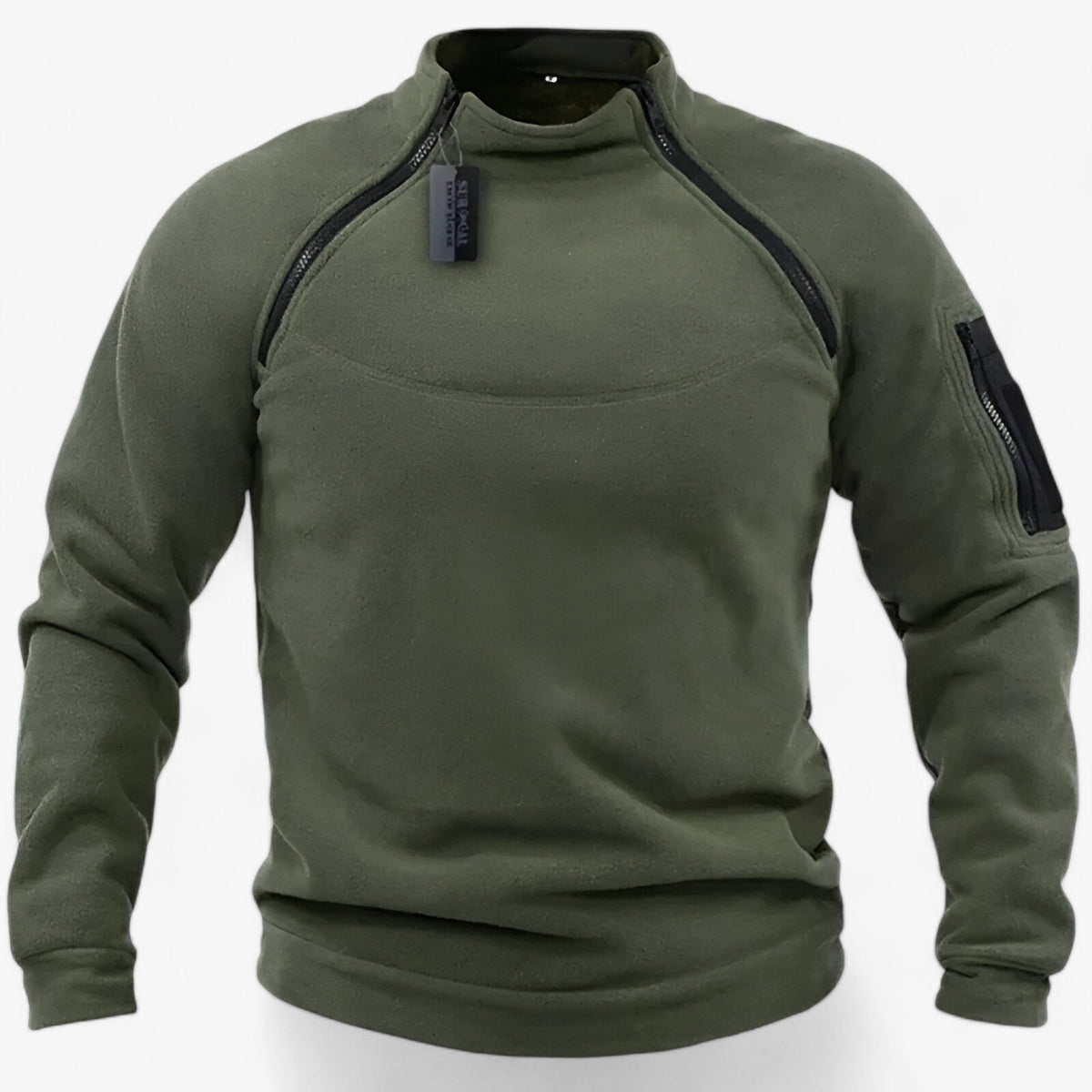 men's fashion : Trek | Heren Fleece-Pullover met Windbescherming - Tactisch & Casual met Stijve Krage in Olijf van Pantinoshop