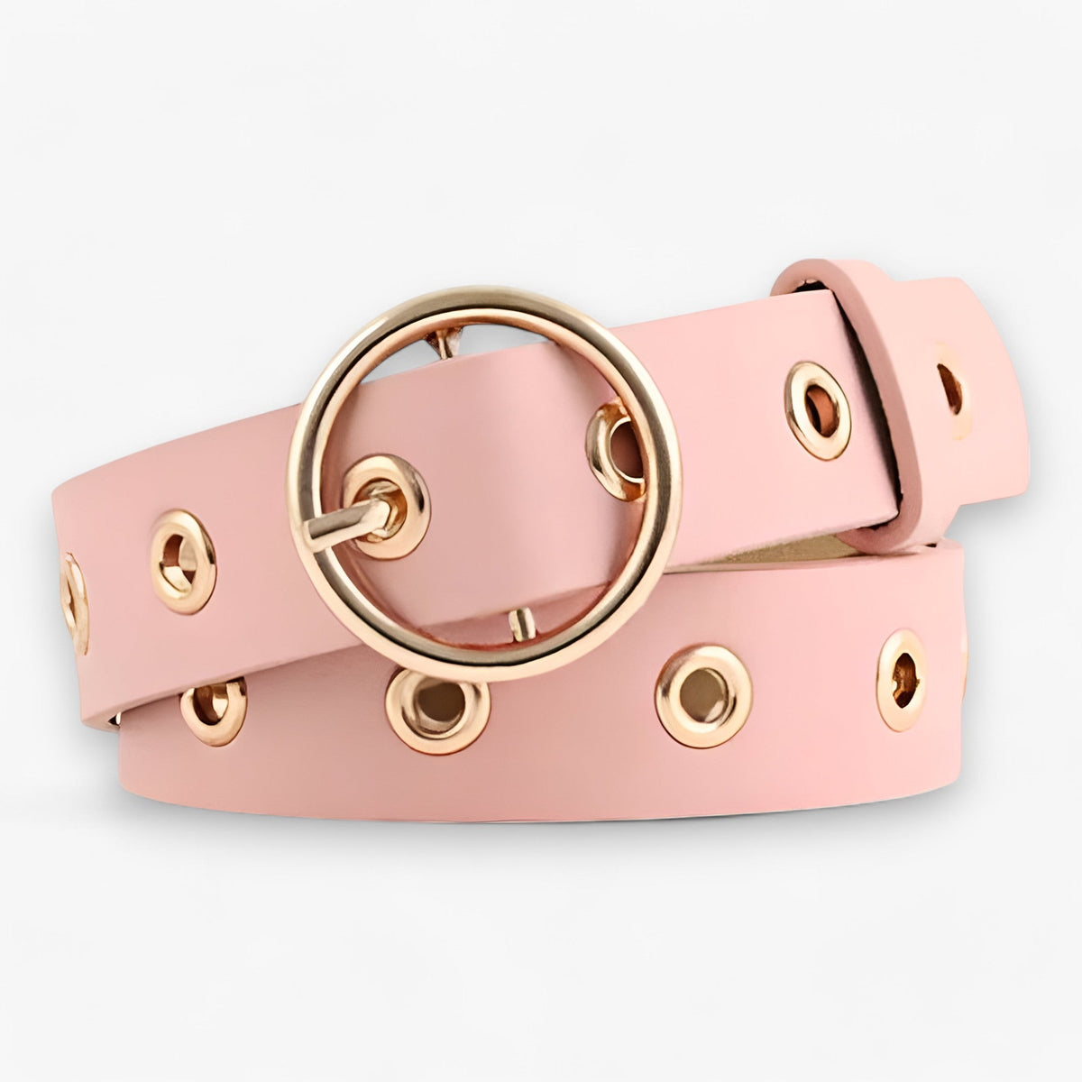 accessories : Stil | Leren Ceintuur met V ronde Gesp - Klassiek en Verfijnt in Roze van Pantino