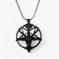 Naszyjnik z zawieszką pentagram dla kobiet - vintage urok - czarny