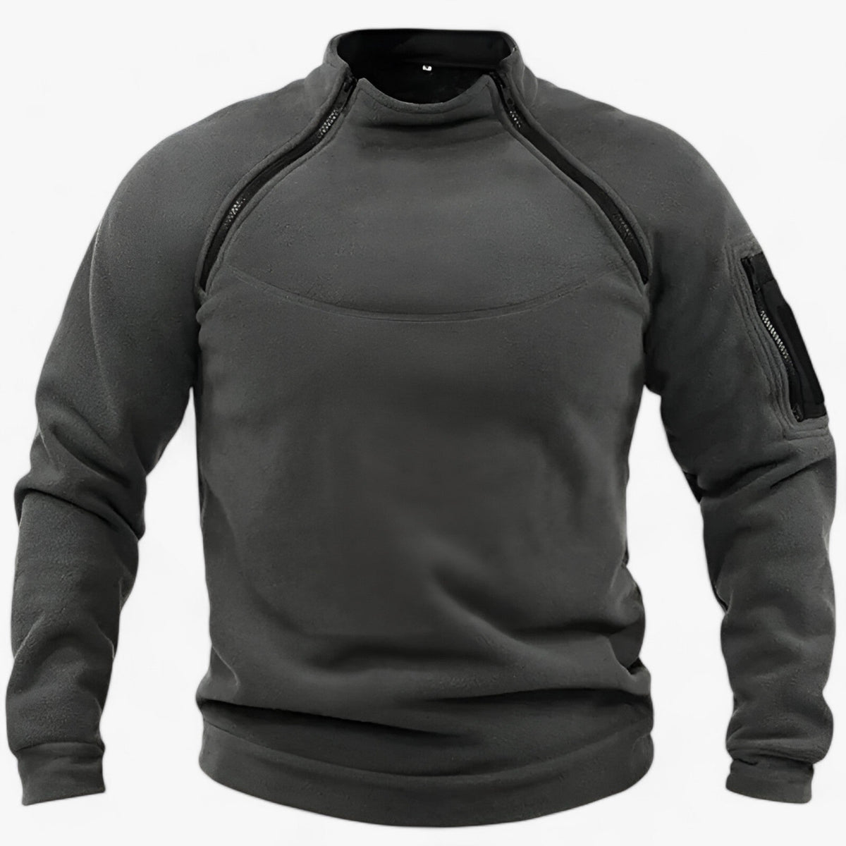 men's fashion : Trek | Heren Fleece-Pullover met Windbescherming - Tactisch & Casual met Stijve Krage in Donkergrijs van Pantinoshop