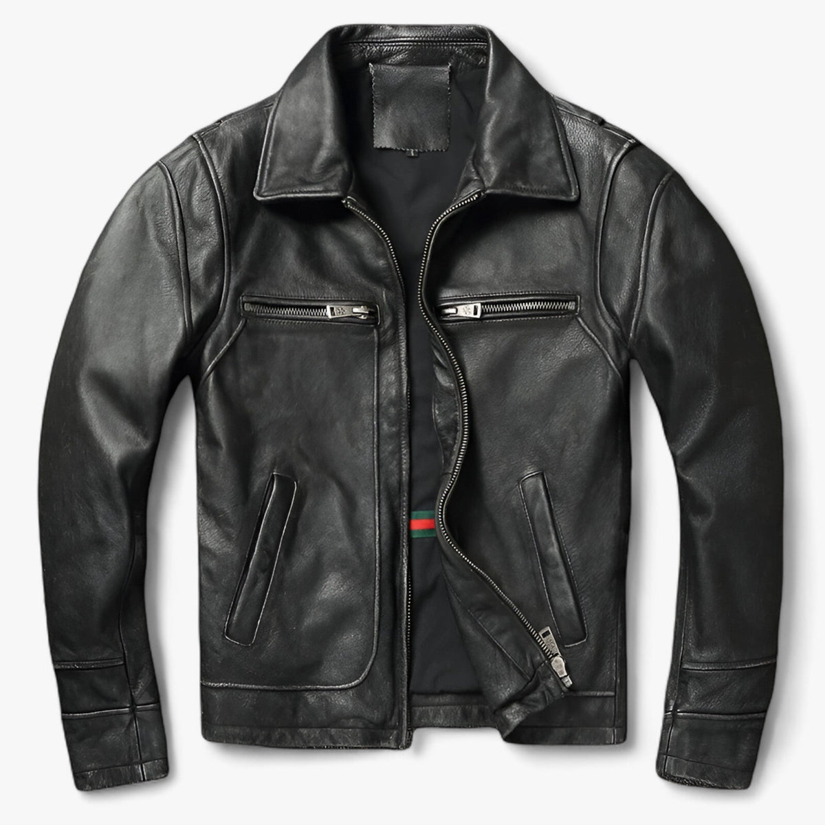 Jackson | Heren Leren Bikerjack - Vintage Biker Warmte - Puur Zwart - Jassen - Pantinoshop