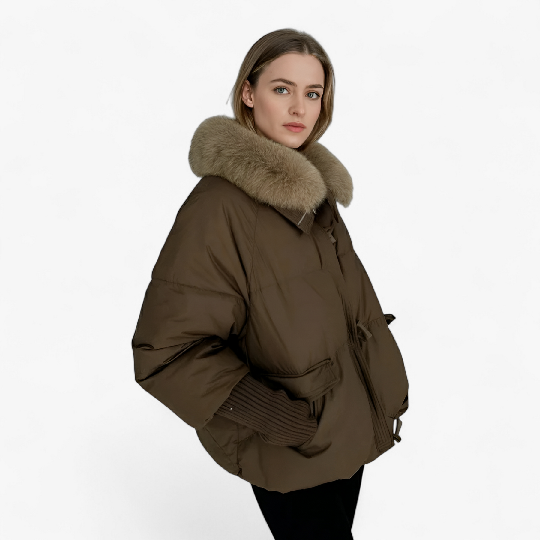 Jacket : Lira | Dames Casual Winterparka met Bontkraag in van Pantino