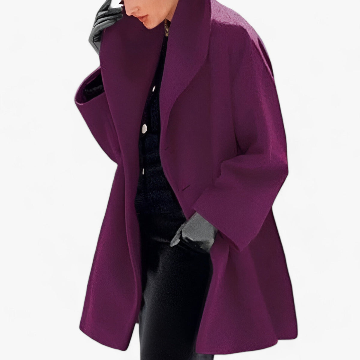 Leigh | Dames Trenchcoat in Wol - Warmte en Elegantie Lang - Paars - Jassen - Pantino