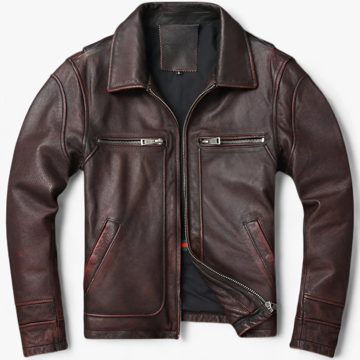 Jackson | Heren Leren Bikerjack - Vintage Biker Warmte - Vintage Bruin - Jassen - Pantinoshop