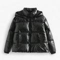 Czapka damska czarna - Elegancki anorak z kapturem