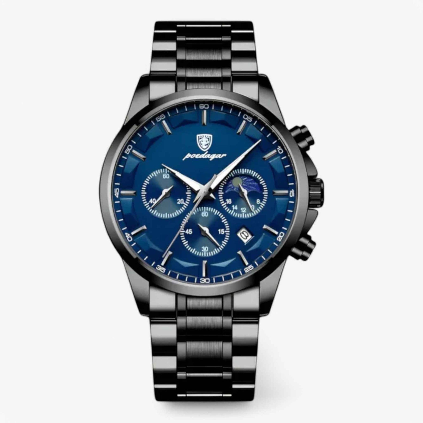 Horloge Heren Luxe Quartz Zwart, Armband Echt Leer Slank & Elegant - Premium Kwaliteit