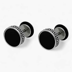 Zwarte vintage herenoorbellen van titanium en roestvrij staal, punk/rock-stijl