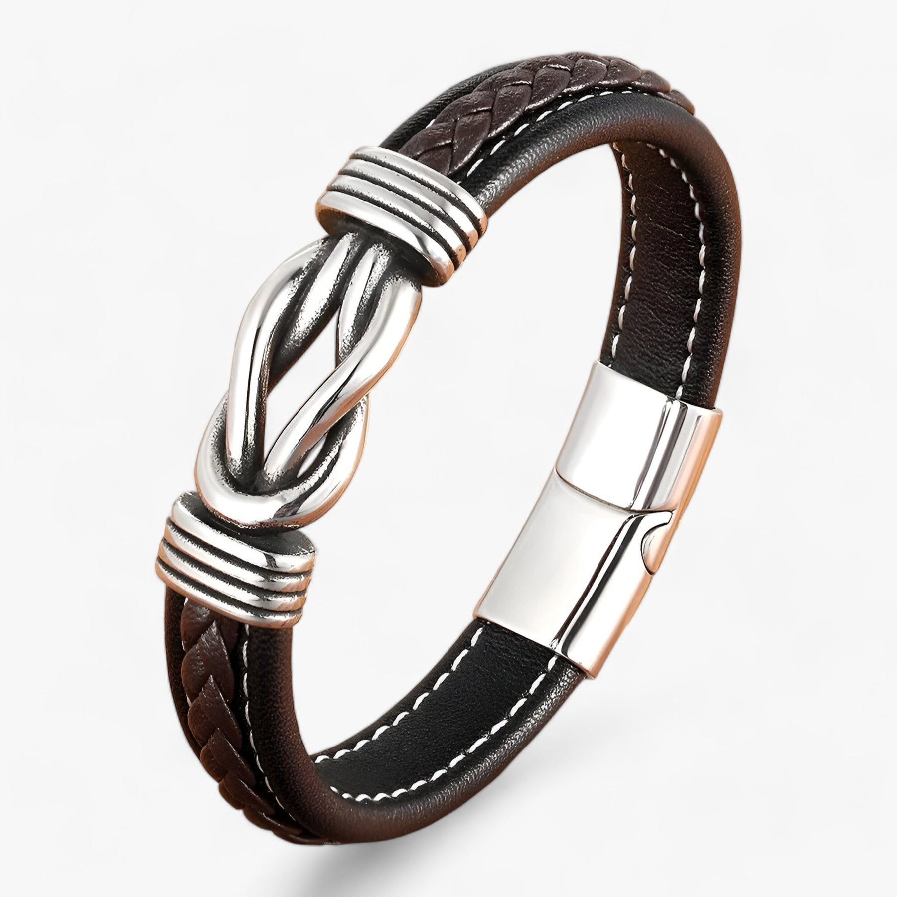 Echt leren armband - Verfijning en robuustheid gecombineerd - €25 : Echt leren armband - Verfijning en robuustheid gecombineerd in Zwart met Koffie van Pantinoshop