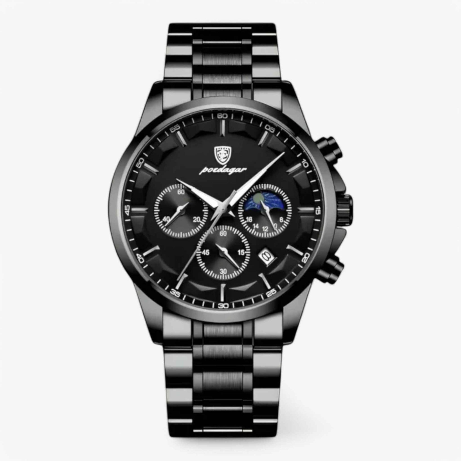 Horloge Heren Luxe Quartz Zwart, Armband Echt Leer Slank & Elegant - Premium Kwaliteit