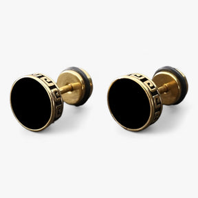 Zwarte vintage herenoorbellen van titanium en roestvrij staal, punk/rock-stijl