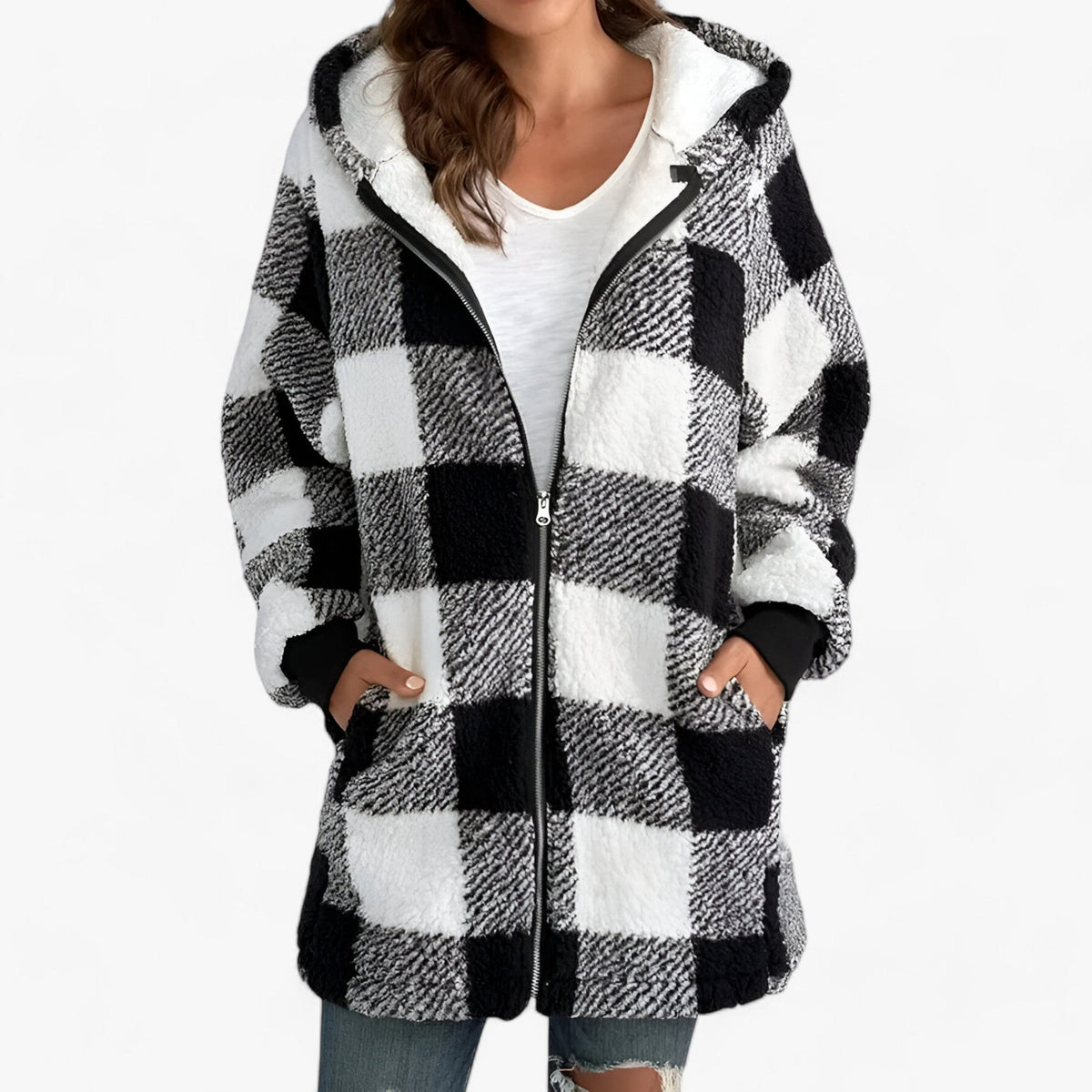 XIOMARA | Oversized Lange Jas met Capuchon voor Dames - Ultiem Comfort en Stijlvolle Warmte - Zwart - Jassen - Pantino