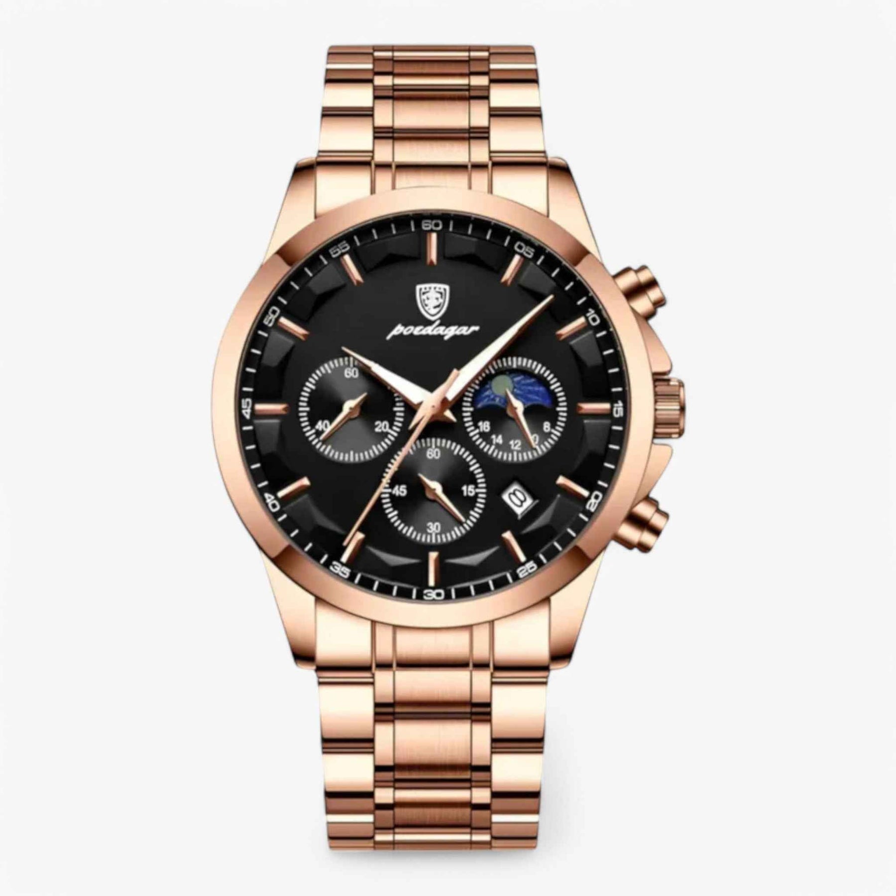 Horloge Heren Luxe Quartz Zwart, Armband Echt Leer Slank & Elegant - Premium Kwaliteit