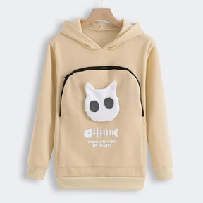 Gezellige Hoodie met Zak voor Knuffelen met Huisdieren - Beige - Katten Draagtruien - Pantino