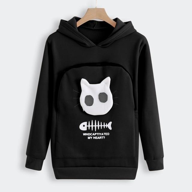 Gezellige Hoodie met Zak voor Knuffelen met Huisdieren - Schwarz - Katten Draagtruien - Pantino