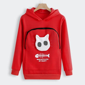 Gezellige Hoodie met Zak voor Knuffelen met Huisdieren - Rot - Katten Draagtruien - Pantino