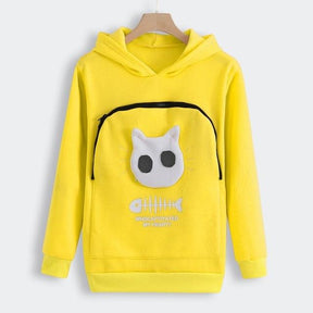 Gezellige Hoodie met Zak voor Knuffelen met Huisdieren - Gelb - Katten Draagtruien - Pantino