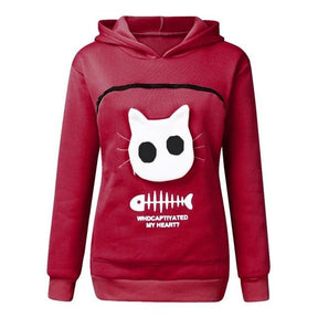 Gezellige Hoodie met Zak voor Knuffelen met Huisdieren - Weinrot - Katten Draagtruien - Pantino