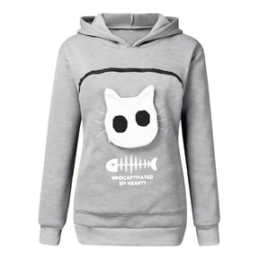 Gezellige Hoodie met Zak voor Knuffelen met Huisdieren - Grau - Katten Draagtruien - Pantino