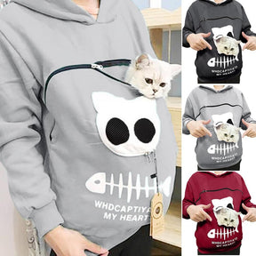 Gezellige Hoodie met Zak voor Knuffelen met Huisdieren - - Katten Draagtruien - Pantino