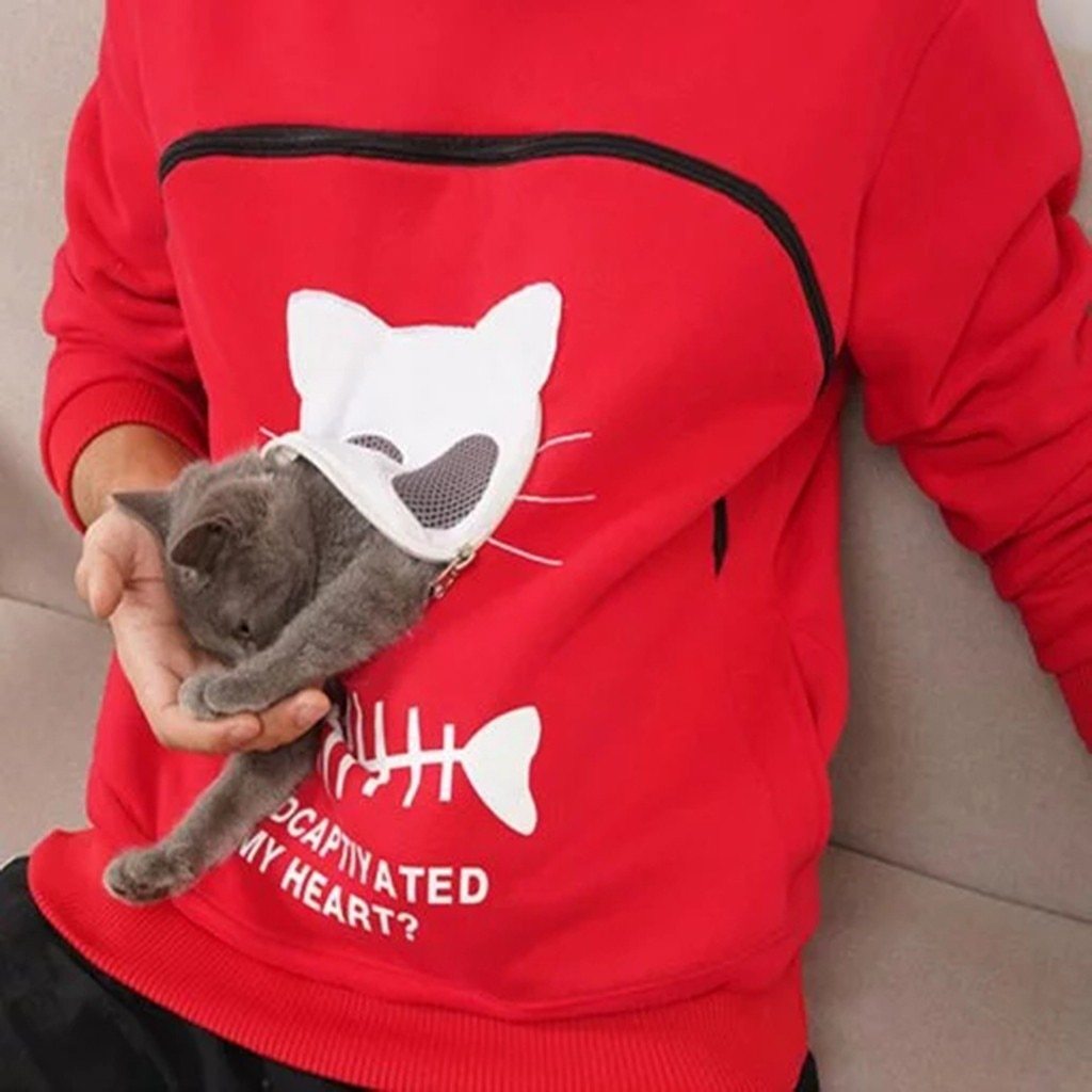 Gezellige Hoodie met Zak voor Knuffelen met Huisdieren - - Katten Draagtruien - Pantino