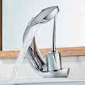 Grifo moderno curvado tipo cascada - diseño para lavabo de baño - acero inoxidable