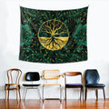 Arazzo Albero della Vita Dorato Design Malachite