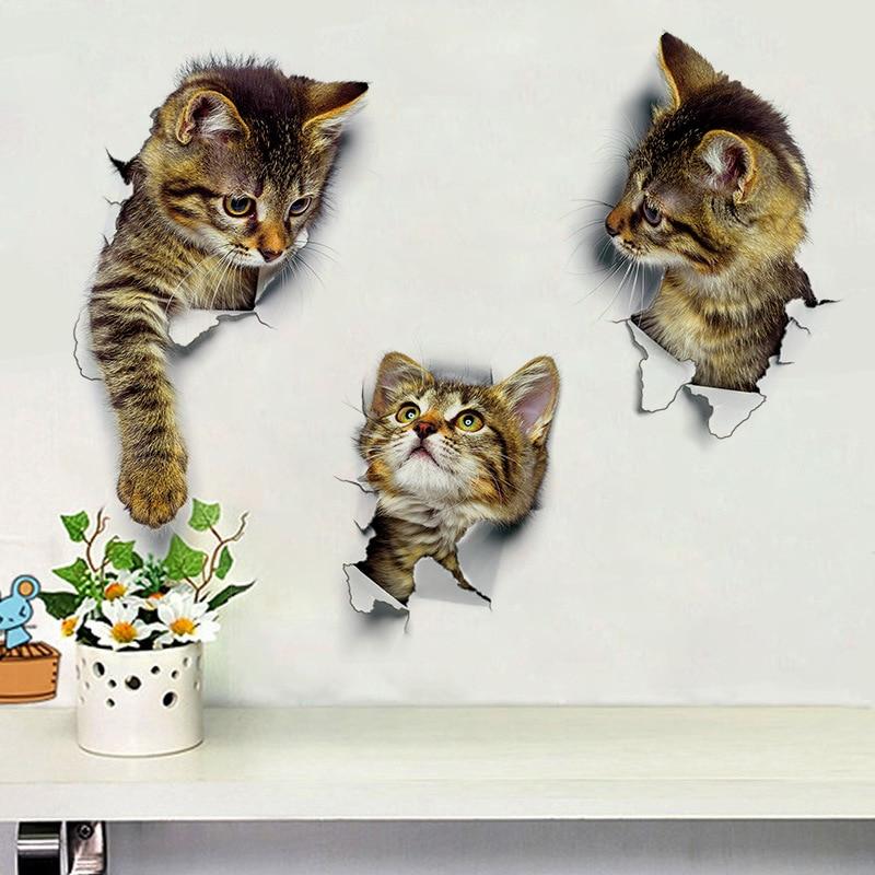 3D Kat Sticker Muursticker - - Cat Stickers - Pantino