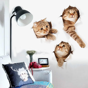 3D Kat Sticker Muursticker - - Cat Stickers - Pantino