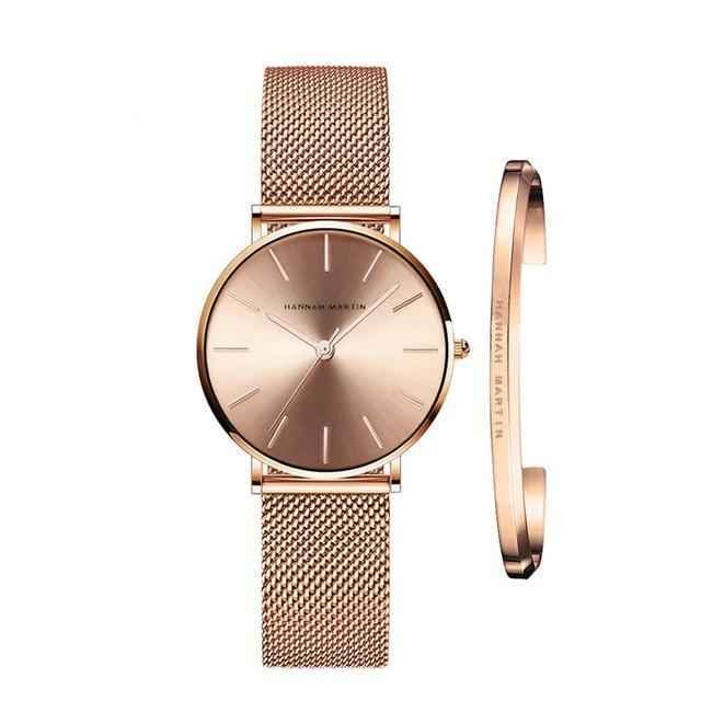 Hannah Martin zilverkleurig roestvrijstalen dameshorloge - elegante, trendy Milanese mesh-armband