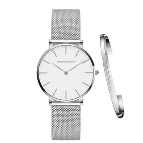 Hannah Martin zilverkleurig roestvrijstalen dameshorloge - elegante, trendy Milanese mesh-armband