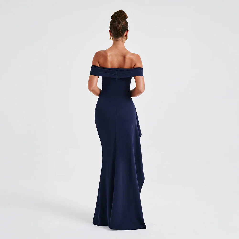 Robe Longue Femme Épaules Dénudées & Fente Élégante - Idéale Soirée/Cérémonie