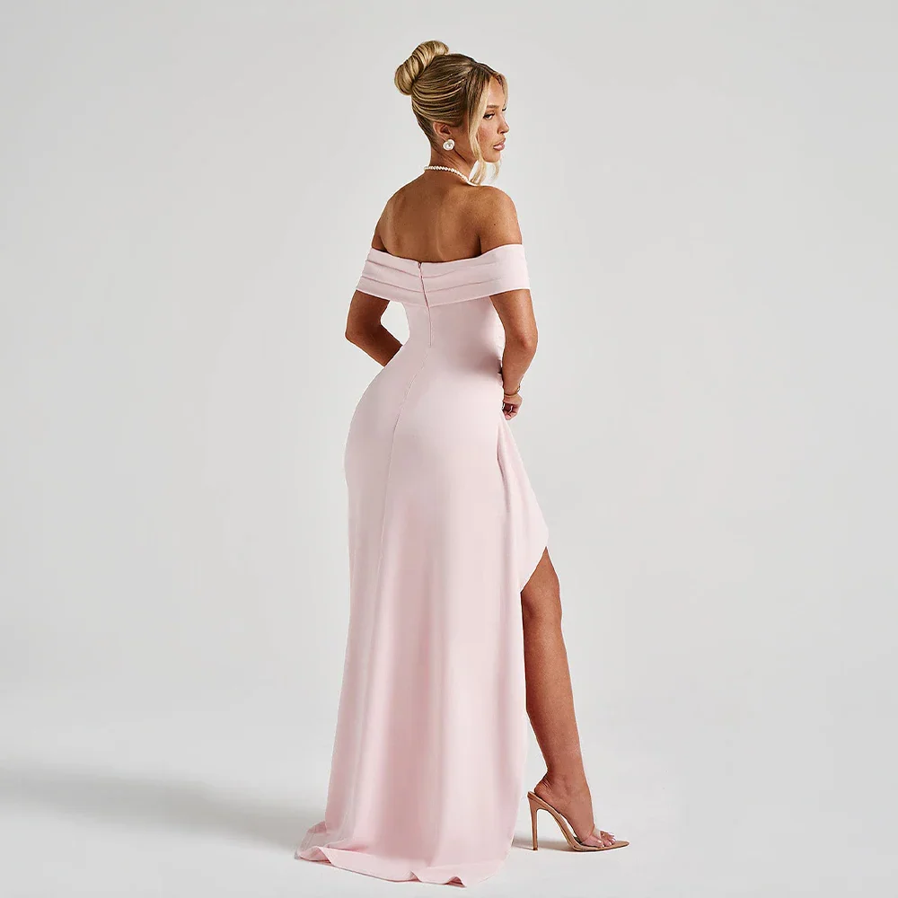 Robe Longue Femme Épaules Dénudées & Fente Élégante - Idéale Soirée/Cérémonie