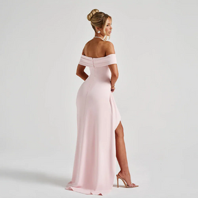 Robe Longue Femme Épaules Dénudées & Fente Élégante - Idéale Soirée/Cérémonie