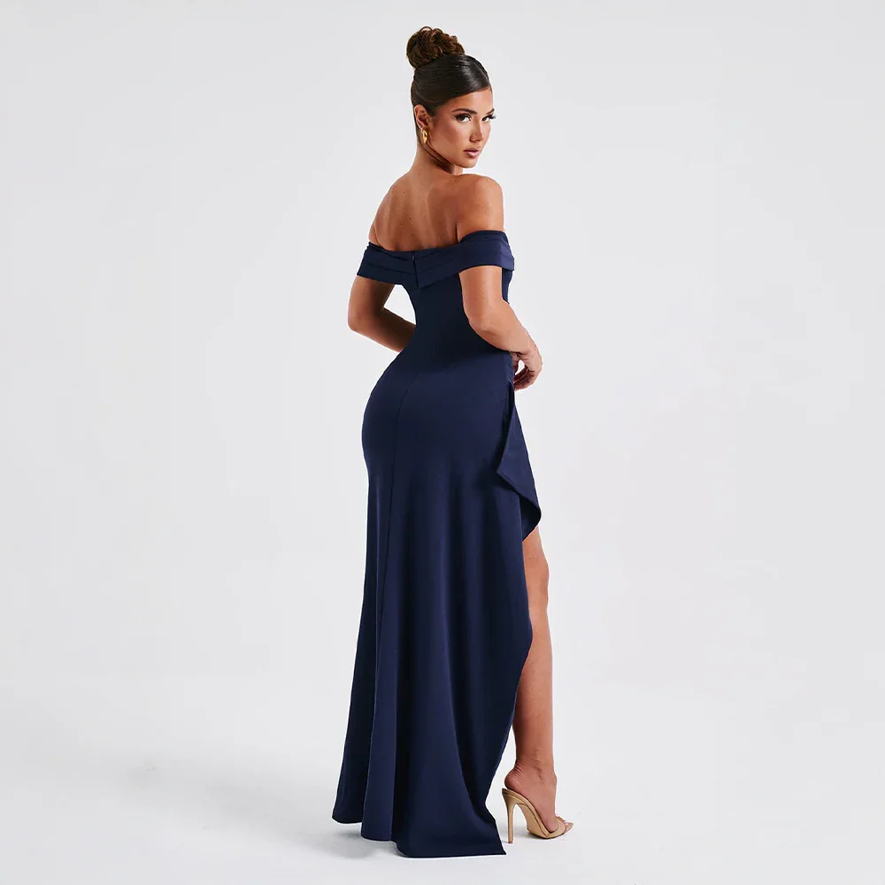 Robe Longue Femme Épaules Dénudées & Fente Élégante - Idéale Soirée/Cérémonie