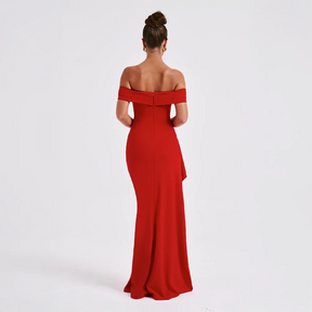 Robe Longue Femme Épaules Dénudées & Fente Élégante - Idéale Soirée/Cérémonie