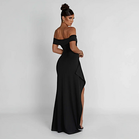 Robe Longue Femme Épaules Dénudées & Fente Élégante - Idéale Soirée/Cérémonie