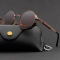 Gafas de sol steampunk redondas oro negro para unisex - Protección UV400, estilo retro vintage