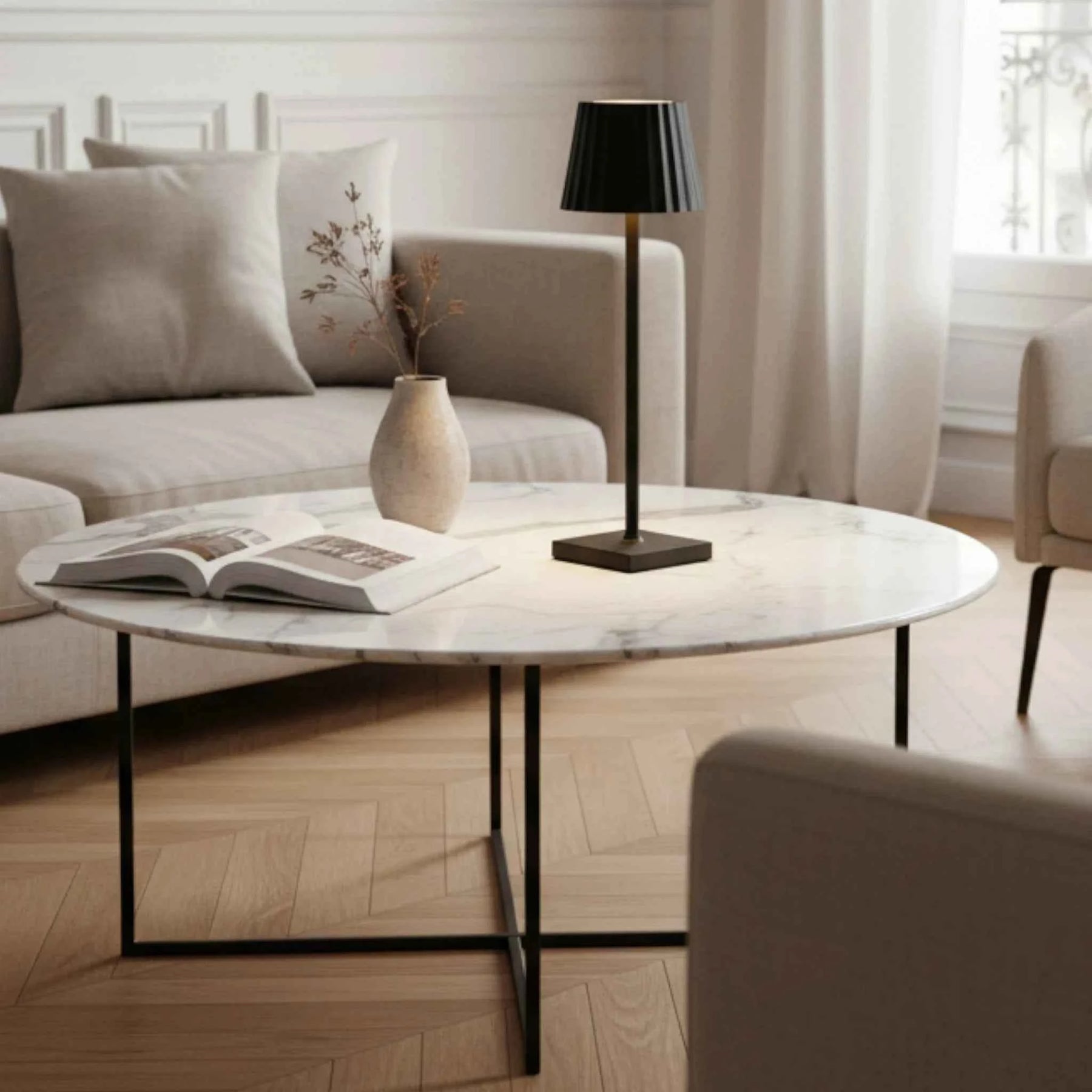 Lampe de Table LED Sans Fil avec Batterie Rechargeable et Commande Tactile Aluminium