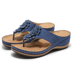 Trendy- Bloemem Flip-Flops - Blauw - Sandalen - trencyshop